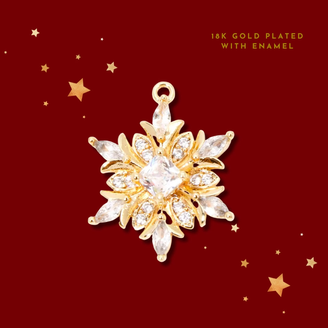 Crystal Snow Flake Gold | Charm