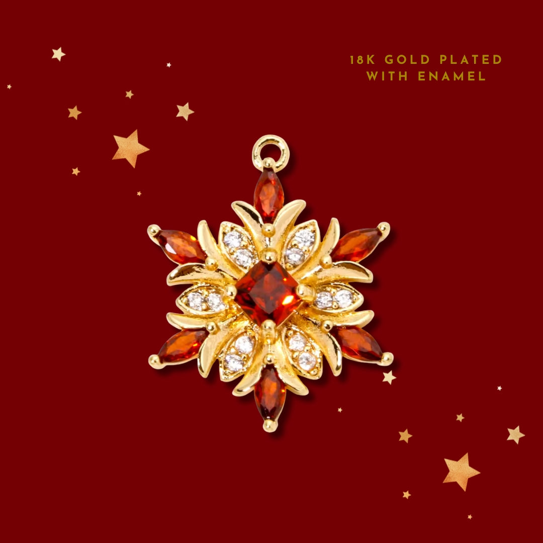 Red Snow Flake Gold | Charm