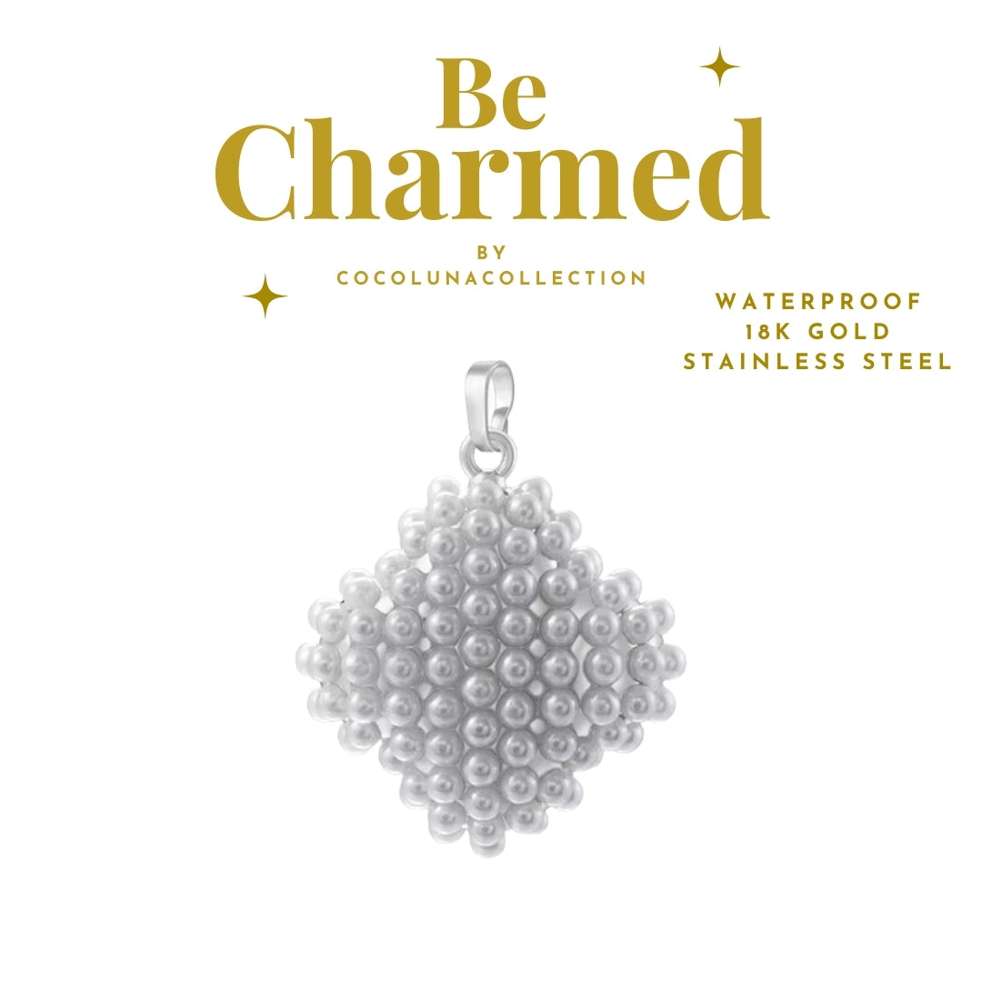 Diamond Pearl Pendant Silver | Charms