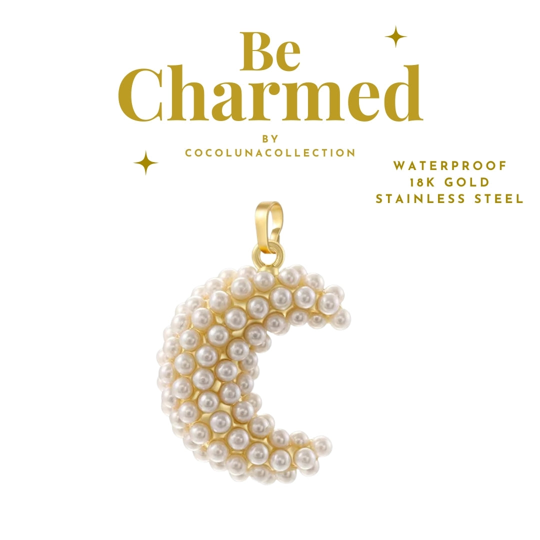 Crescent Pearl Pendant Gold | Charms