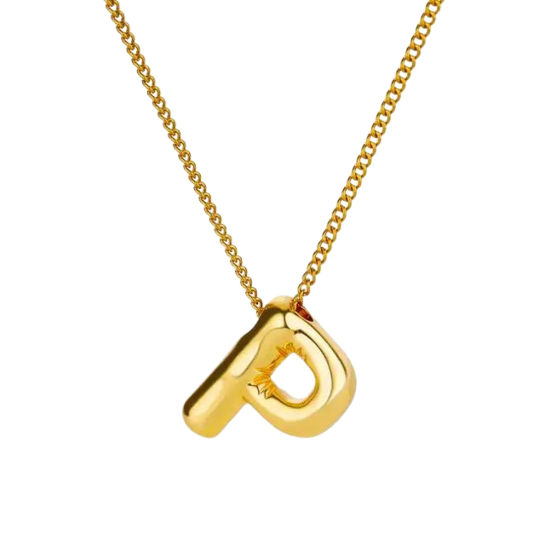 Balloon Style Initial Gold Necklace