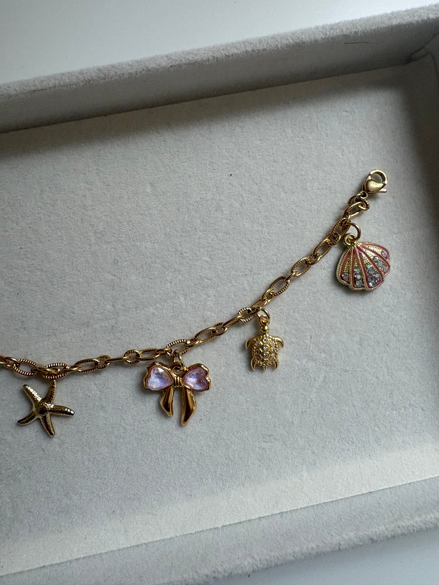 Pink coastal charm bracelet