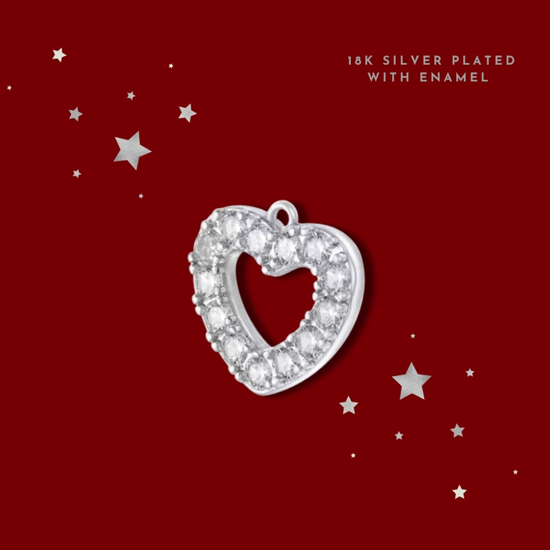 Silver Christmas Heart | Charm