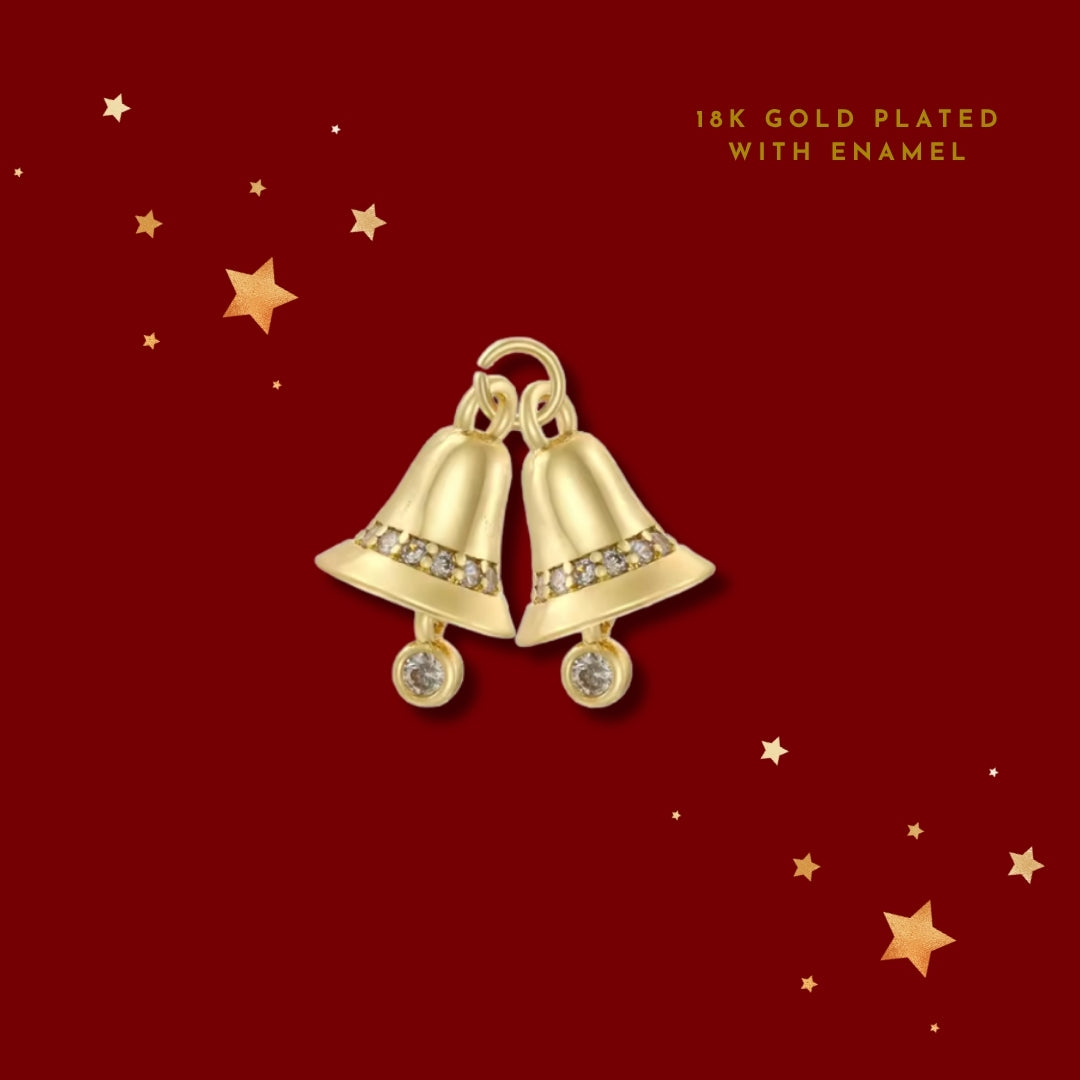 Double Carol Christmas Bell Gold | Charm
