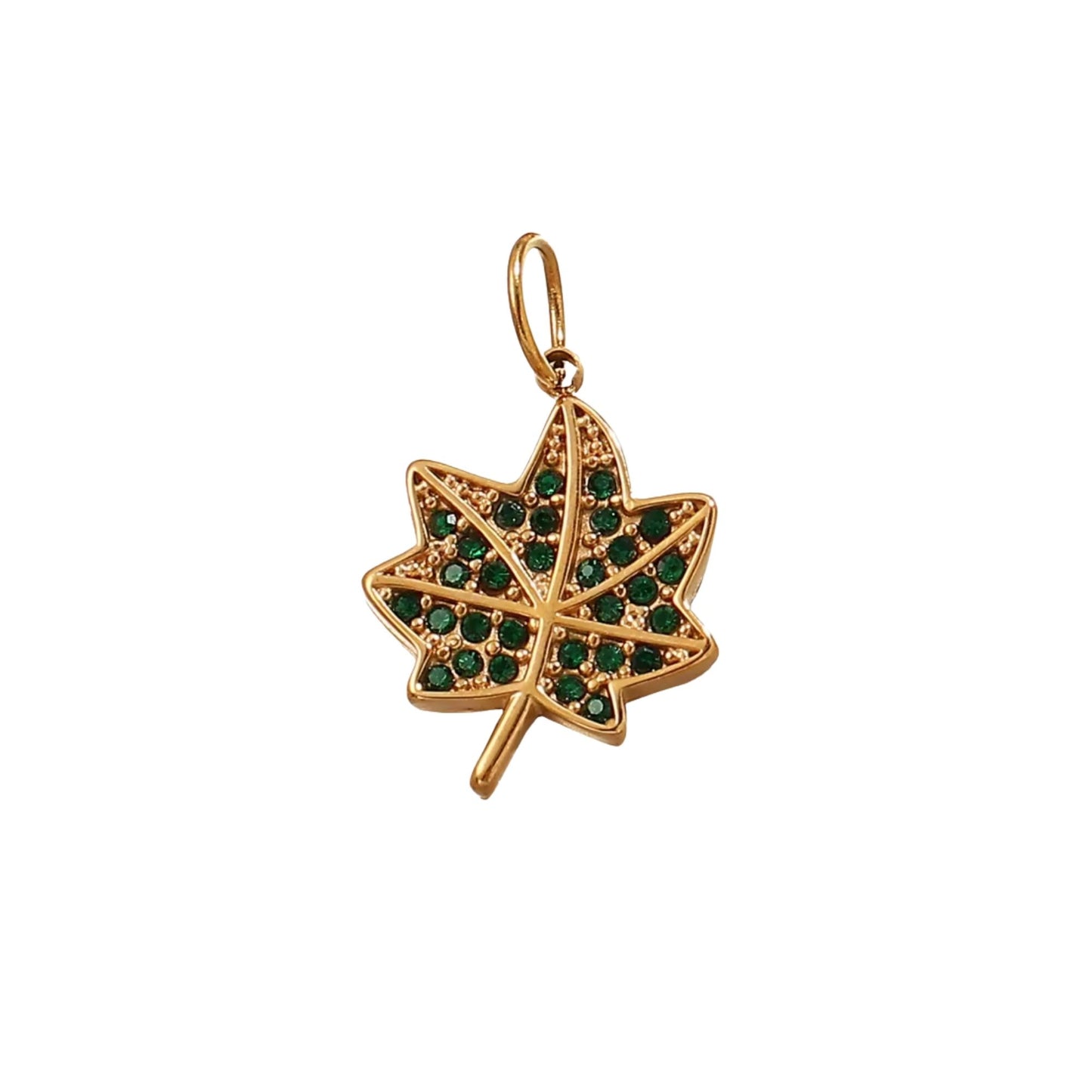 Autumn Leaf Charm Green & Gold