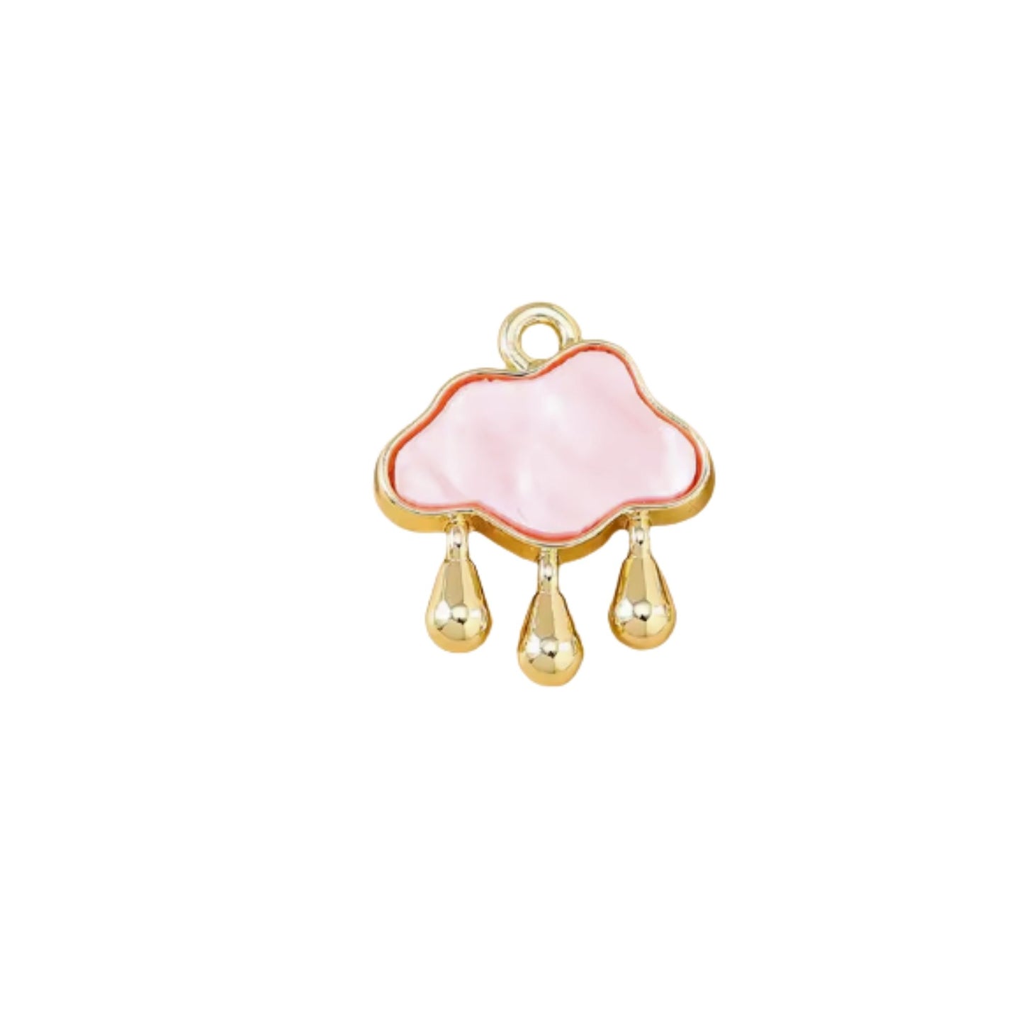 Rain Cloud Charm Pink & Gold