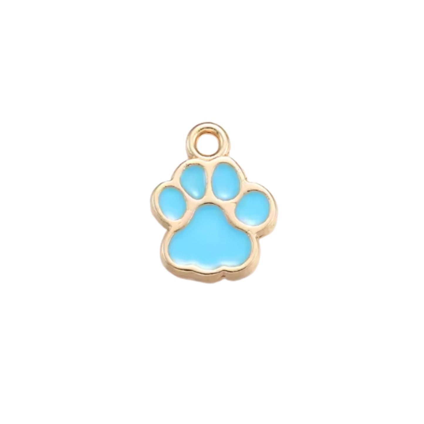 Dog Paw Charm Gold & Blue