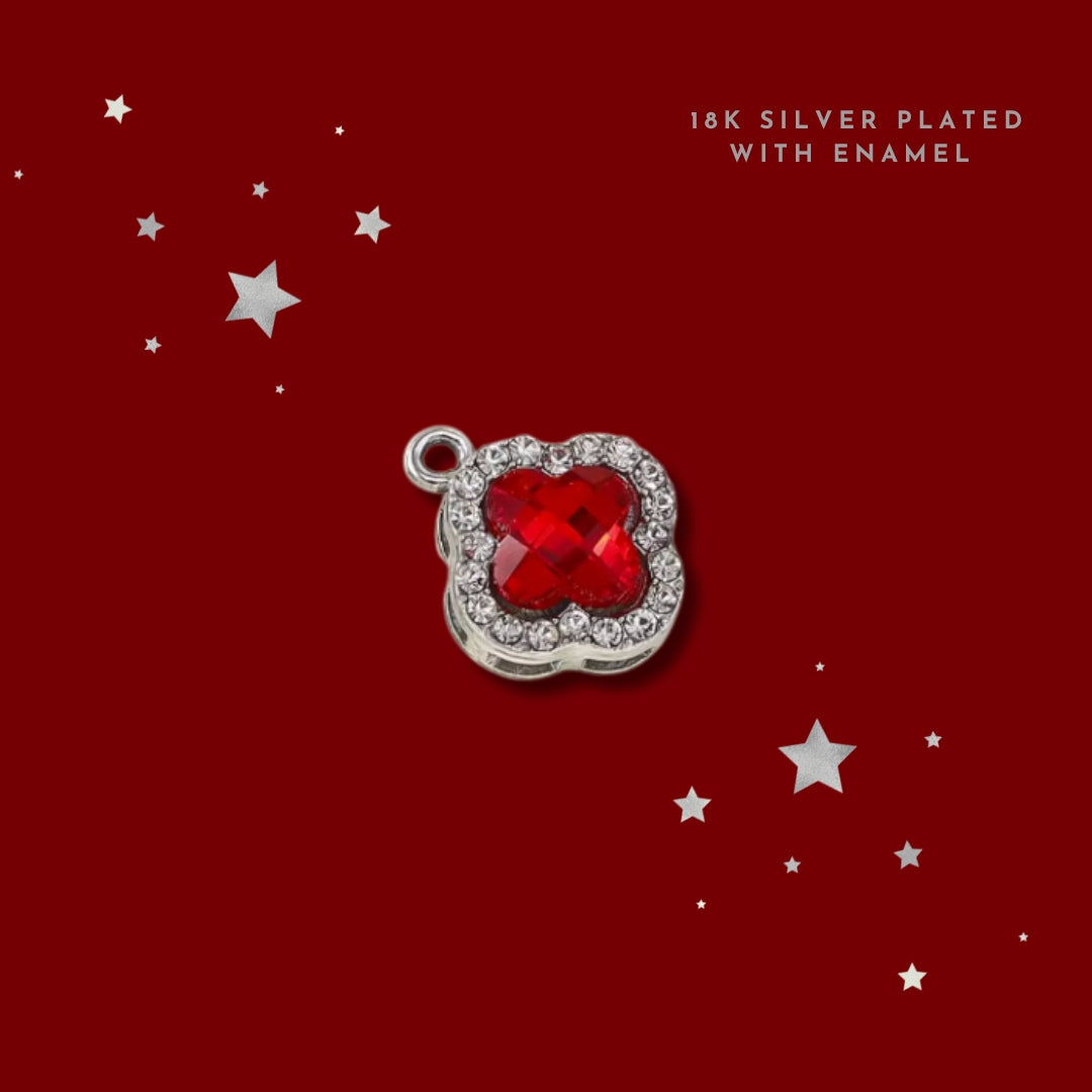 Red Christmas Clover Silver | Charm