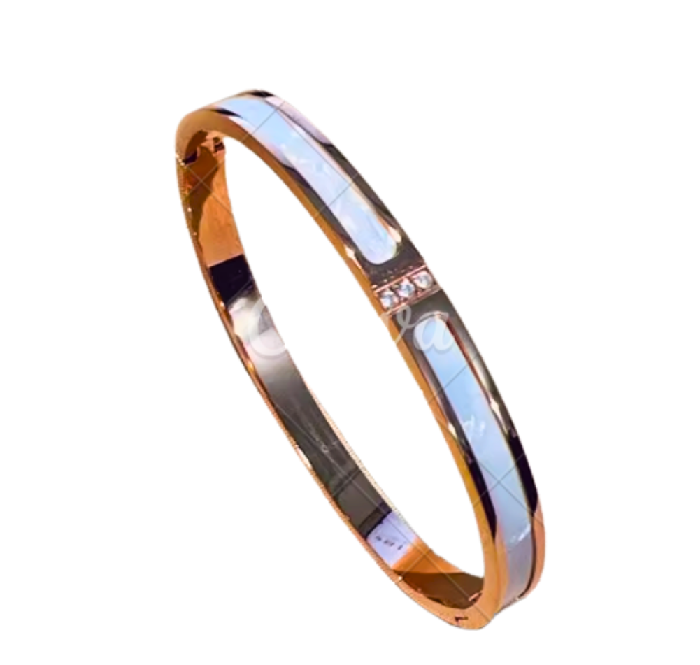 NEW Pearlescent white & gold solid bangle