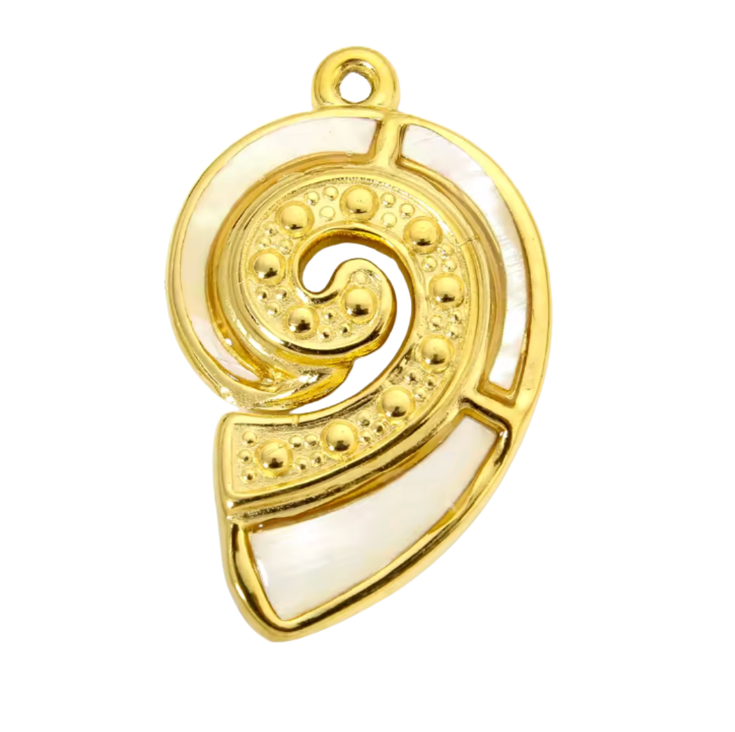 Shell Charm Gold & White