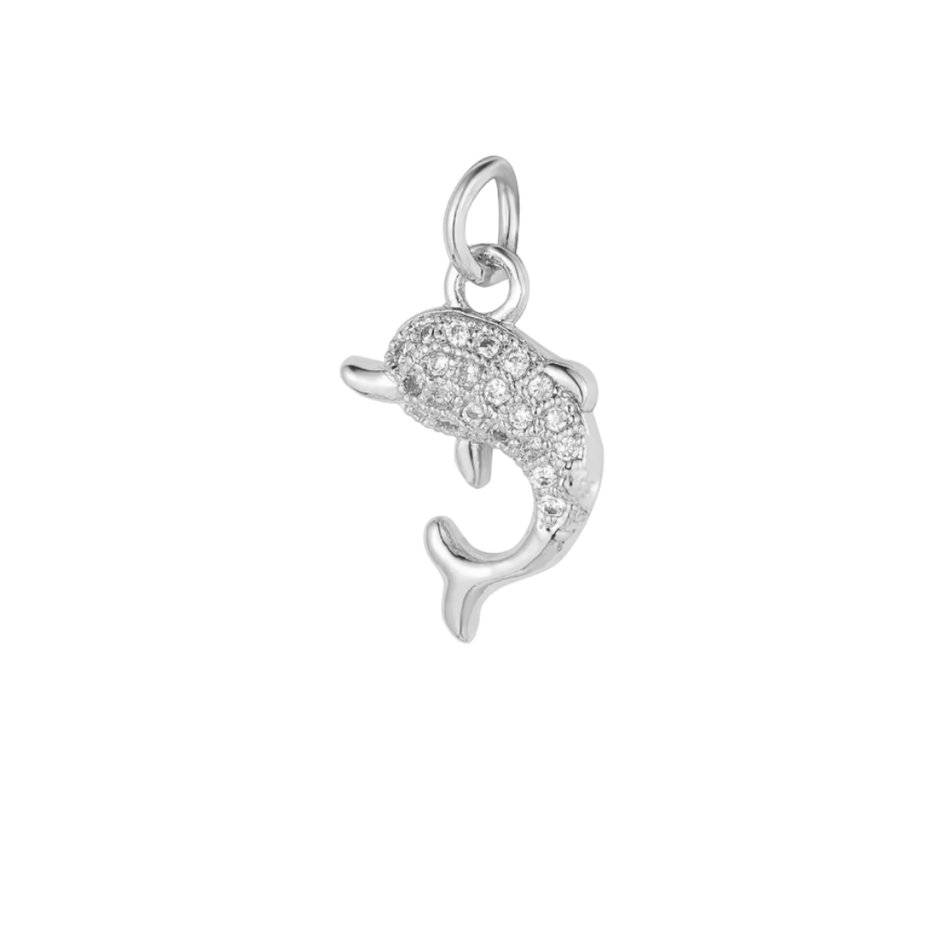 Diamante Dolphin Charm Silver