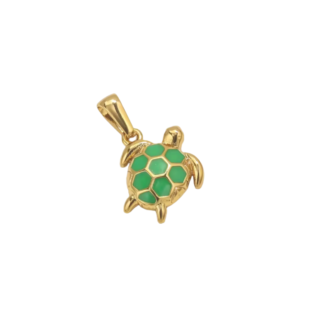 Turtle Charm Gold & Green