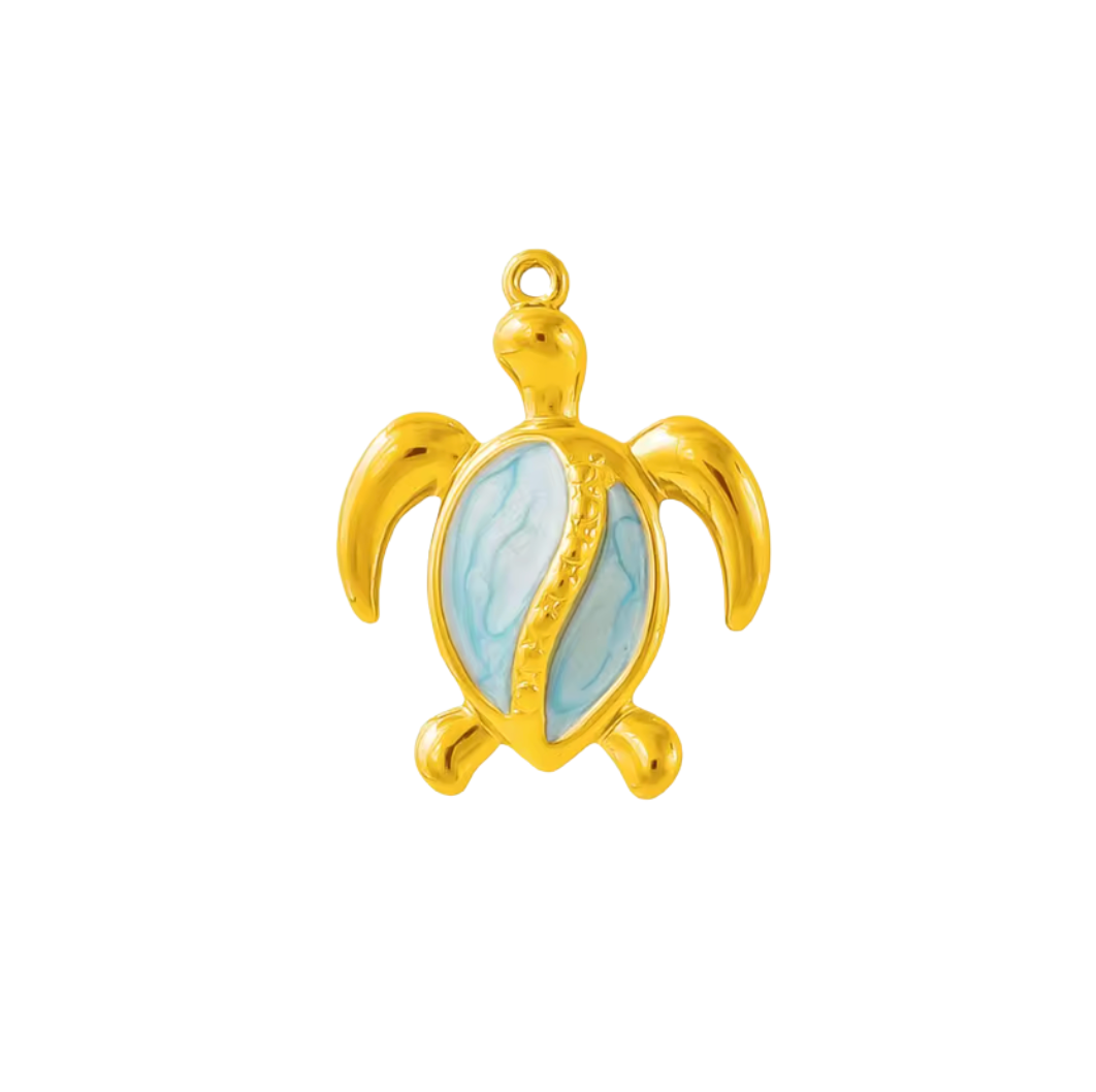 Turtle Charm Gold & Blue