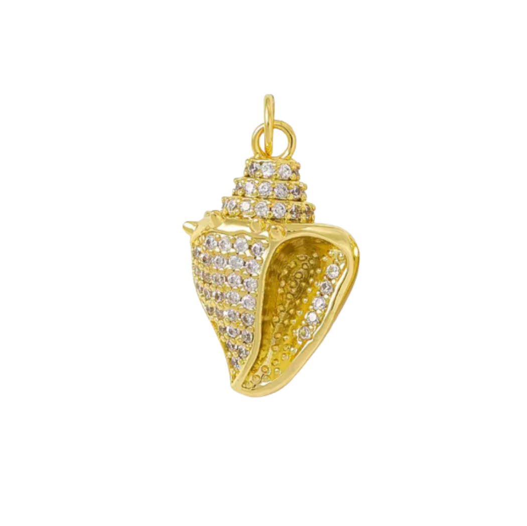 Diamante Shell Charm Gold