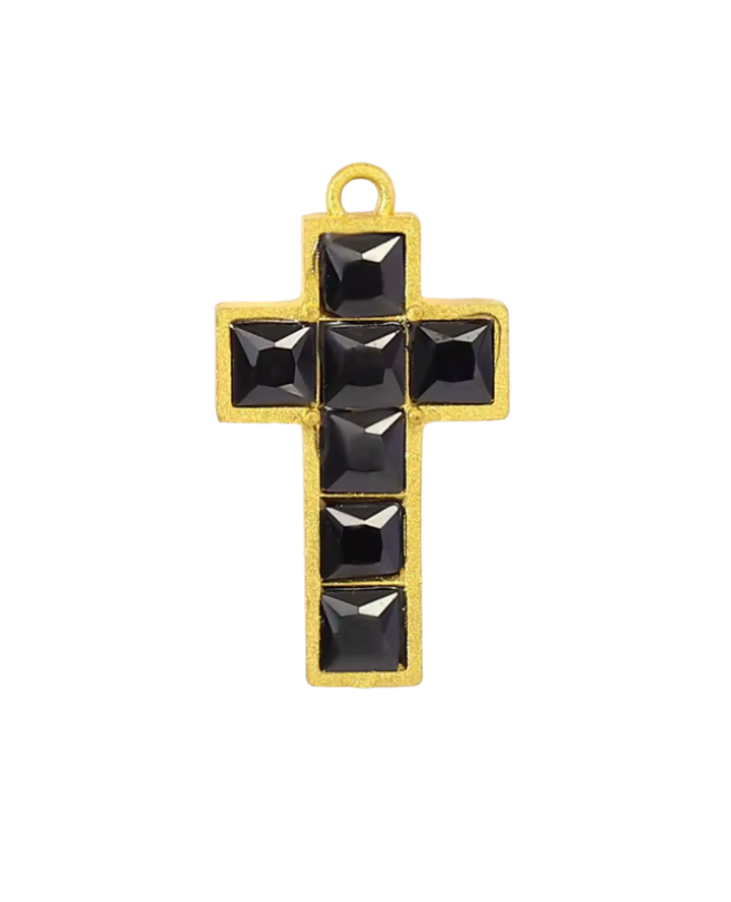Cross Charm Gold & Black