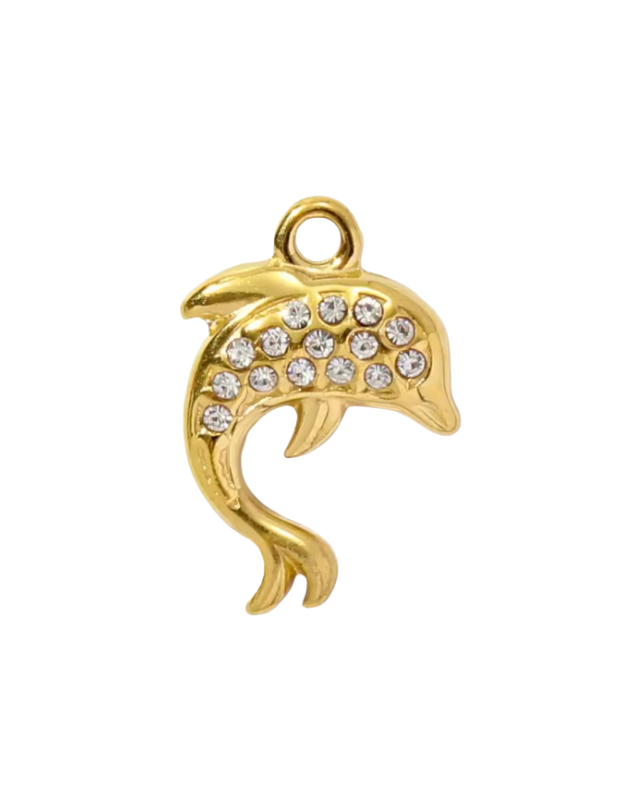 Diamante Dolphin Charm Gold