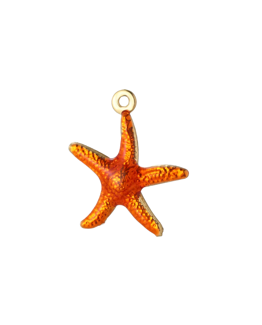 Starfish Charm Gold & Orange