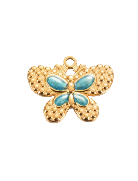 Butterfly Charm Gold & Blue