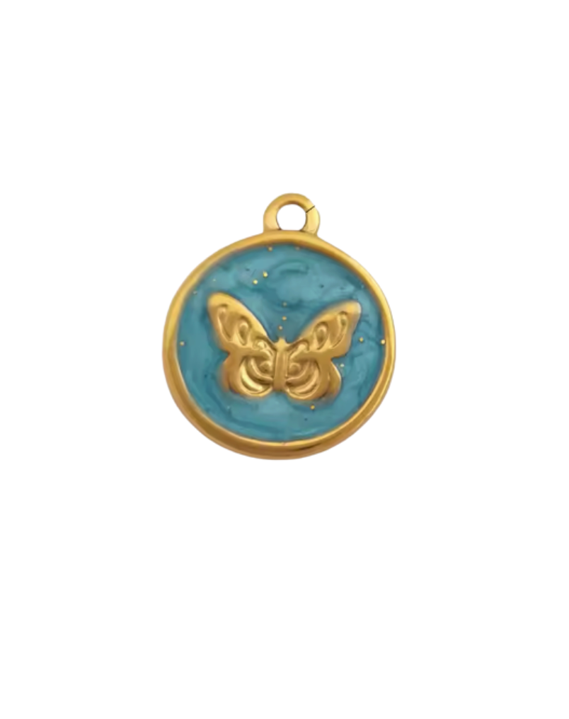 Butterfly Pendant Gold & Blue