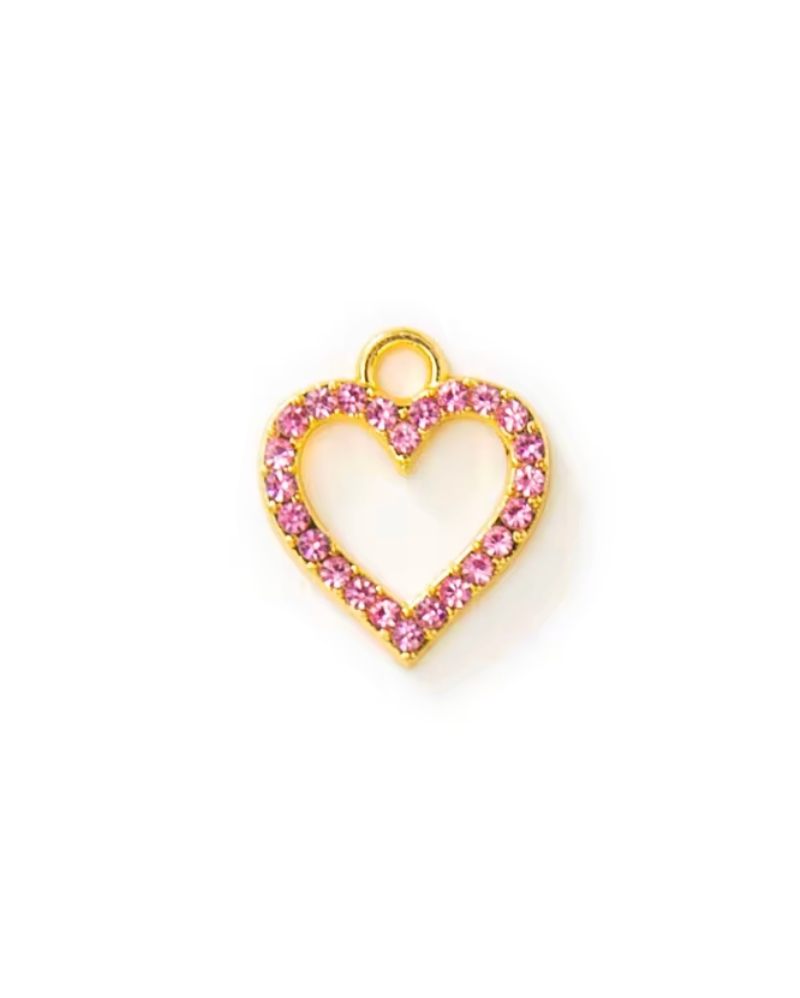 Diamanté Heart Charm Gold & Pink