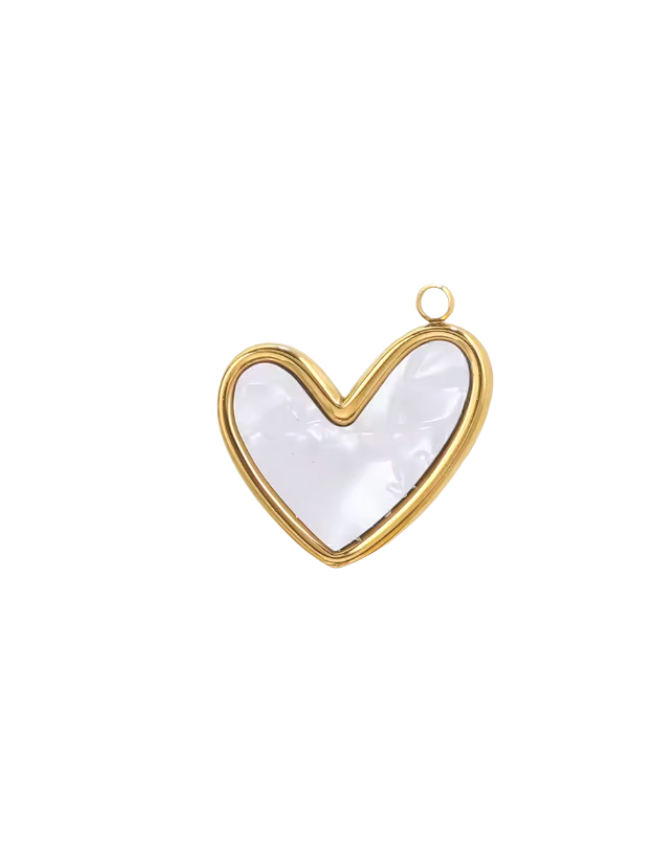 Heart Charm Gold & White