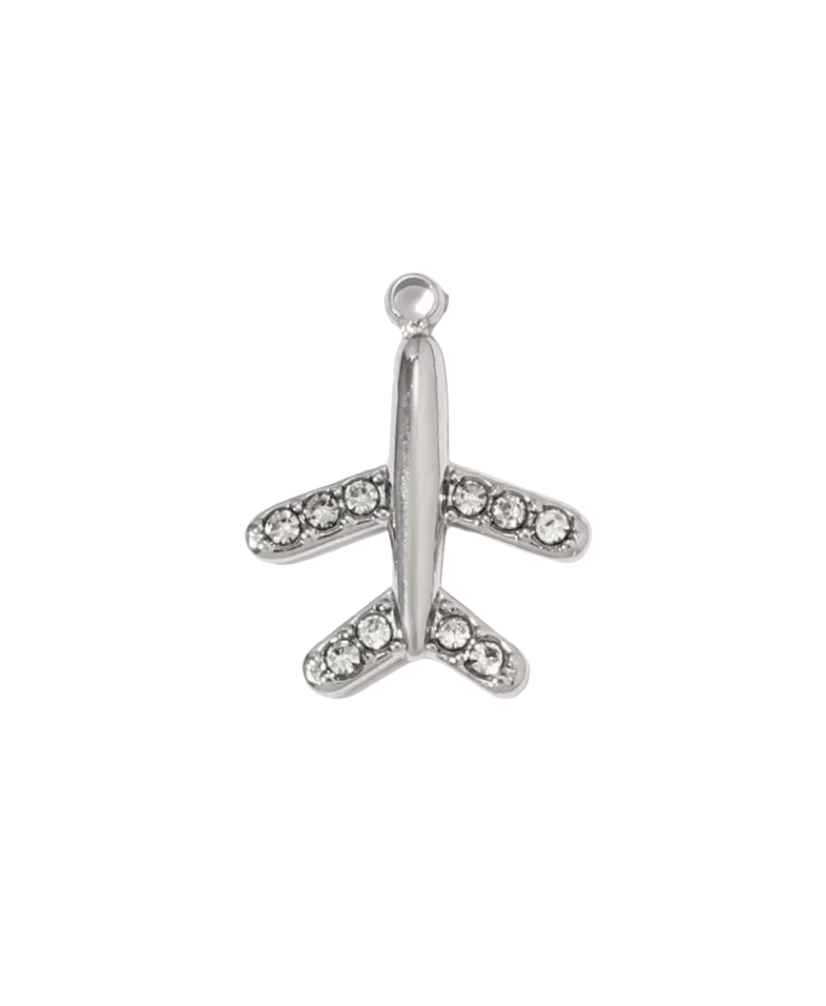 Diamante Aeroplane Silver