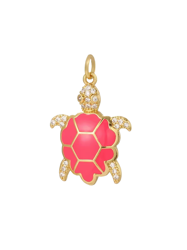 Turtle Charm Gold & Pink