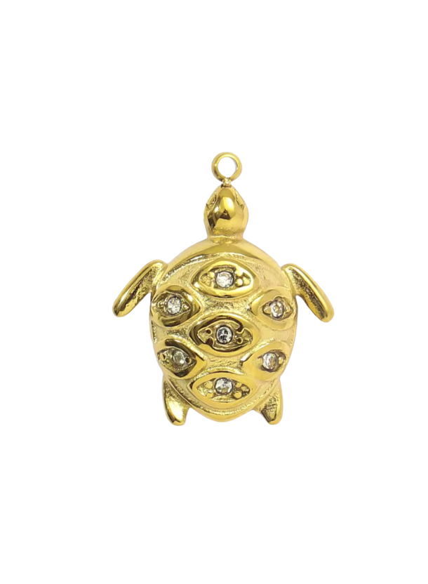 Diamante Turtle Charm Gold
