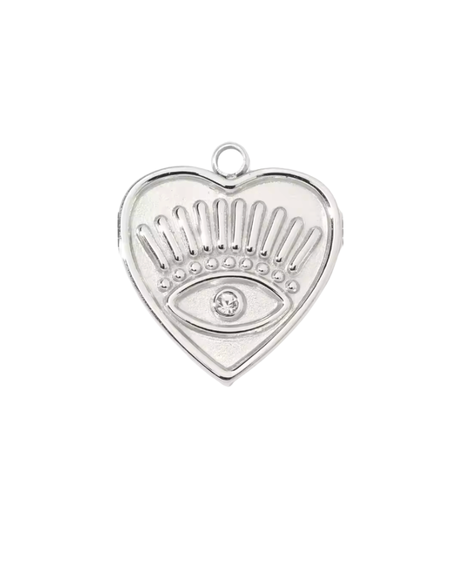 Evil Eye Heart Silver