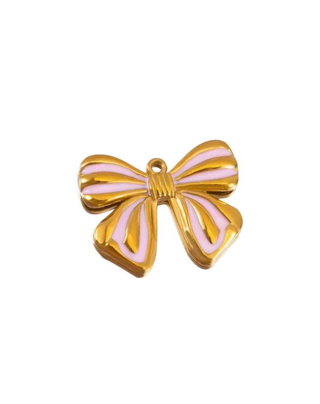 Bow Charm Gold & Pink