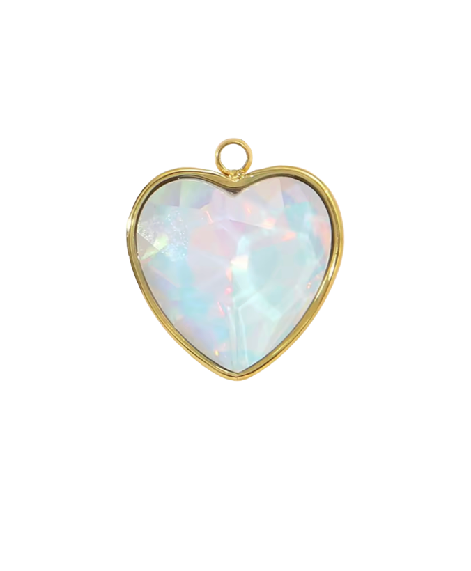 Heart Gem Charm Gold & Blue