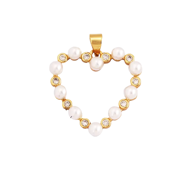 Heart Charm Gold & Pearl