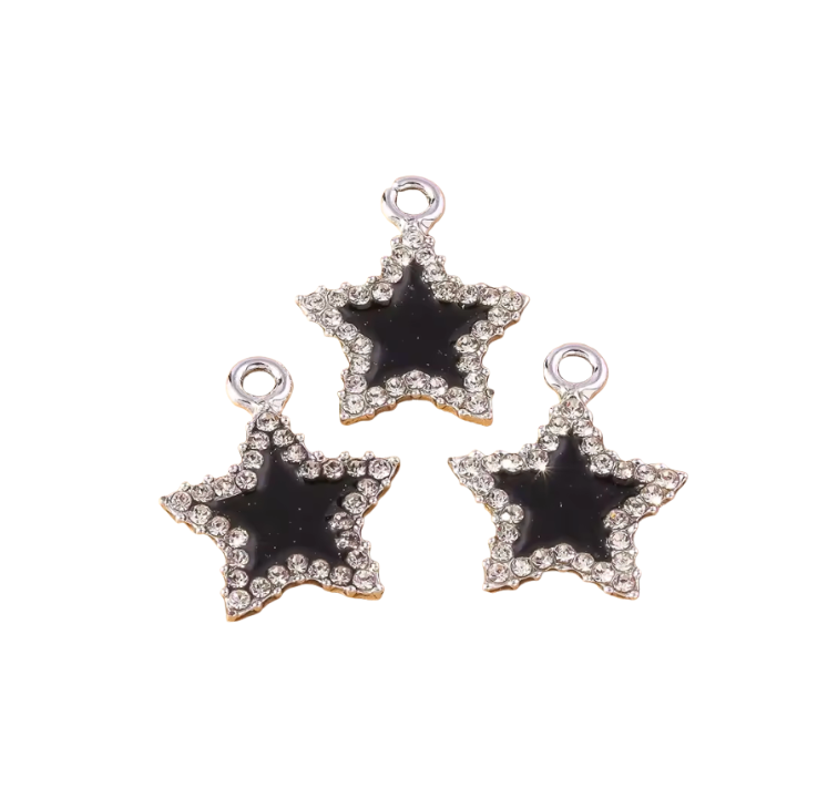 Star Charm Black & Silver