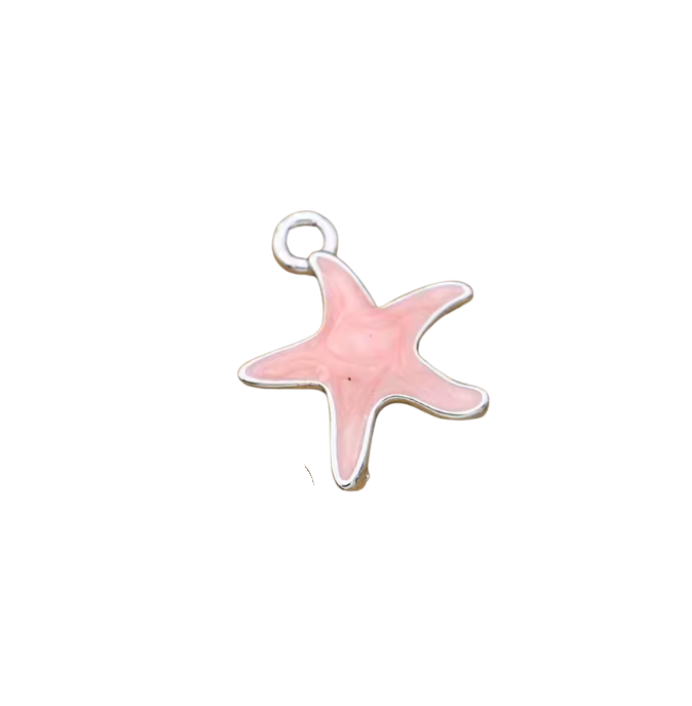 Starfish Charm Silver & Pink