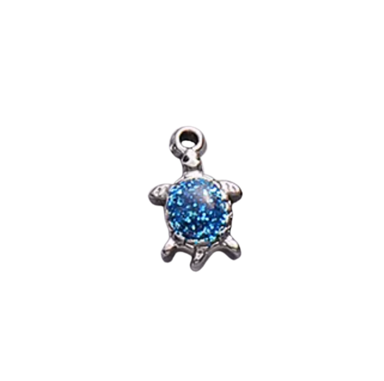 Turtle Charm Silver & Blue