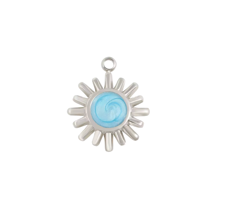 Sun Charm Silver & Blue