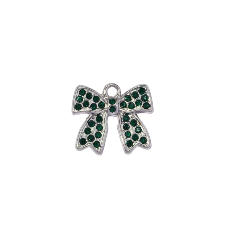 Bow Charm Silver & Green