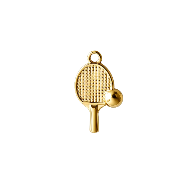 Racket & Ball Charm Gold
