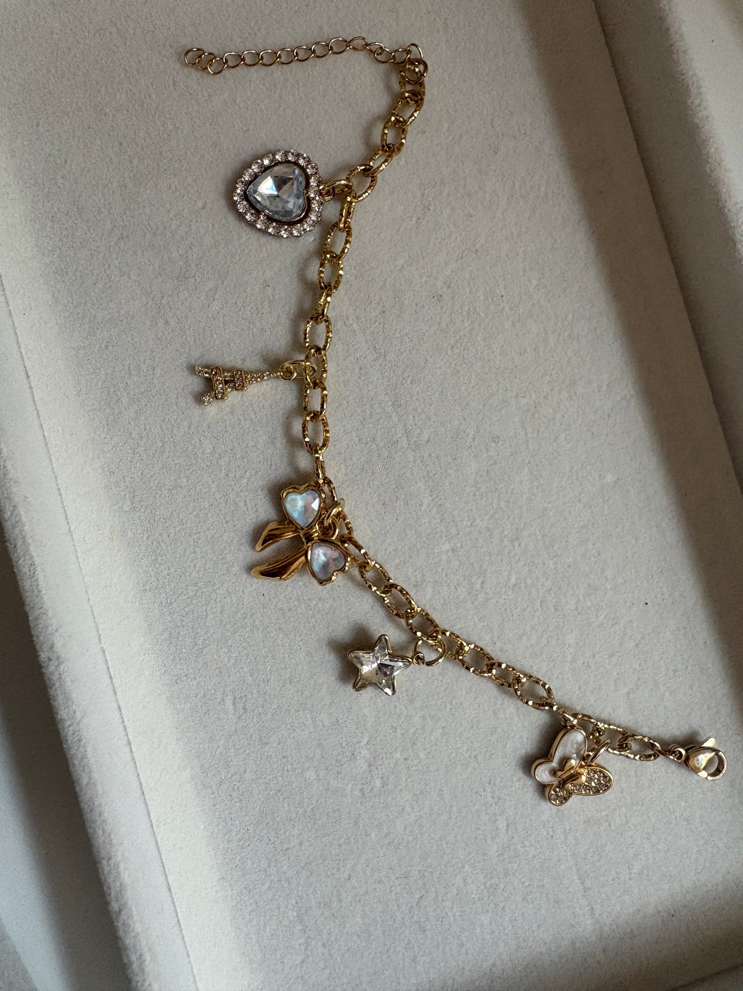 White & Diamante Charm Bracelet