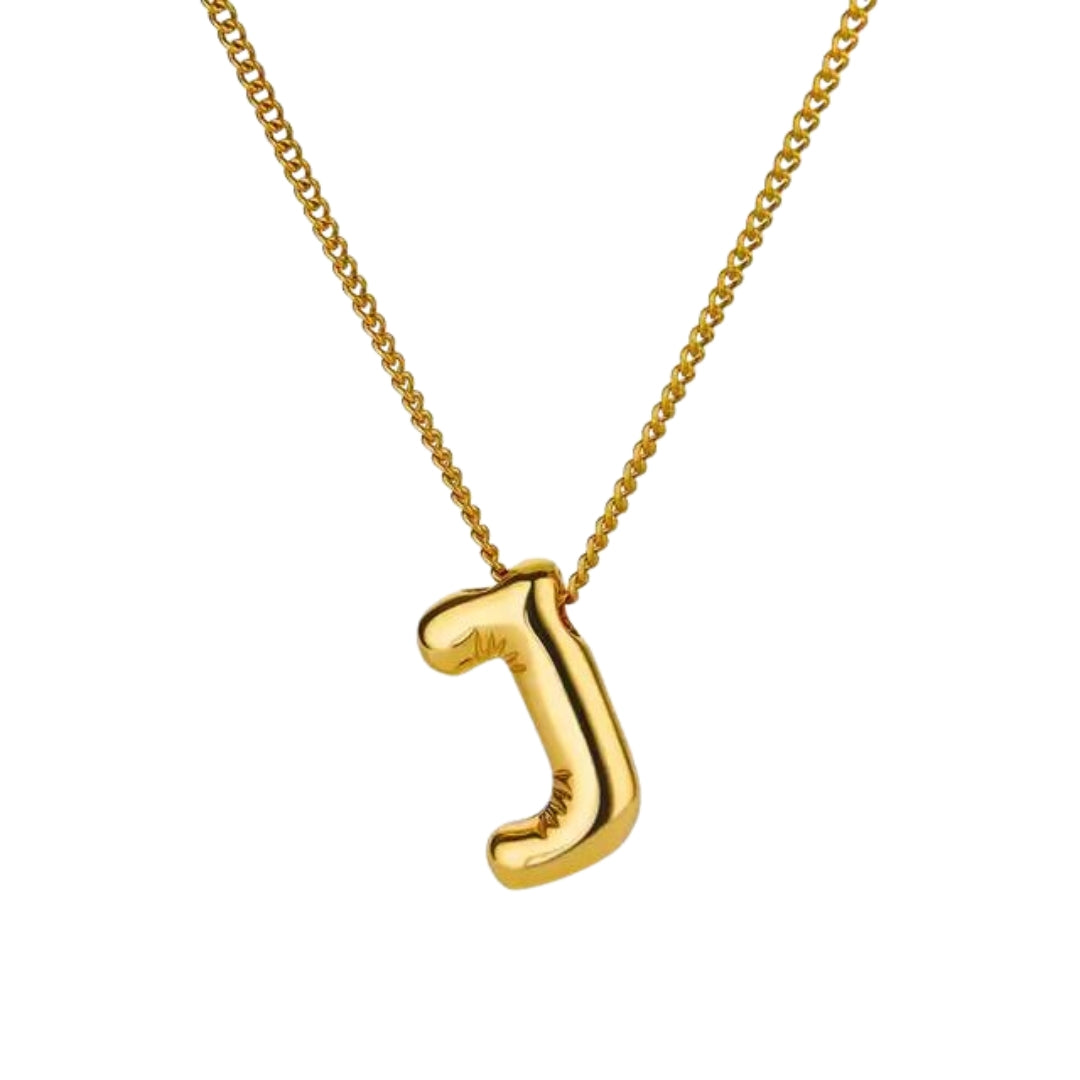 Balloon Style Initial Gold Necklace