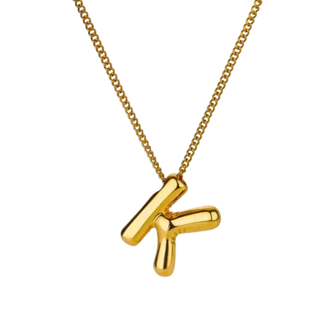 Balloon Style Initial Gold Necklace