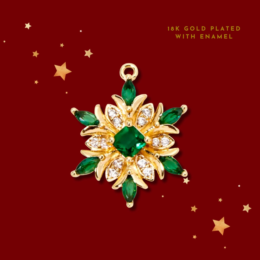Green Snow Flake Gold   | Charm