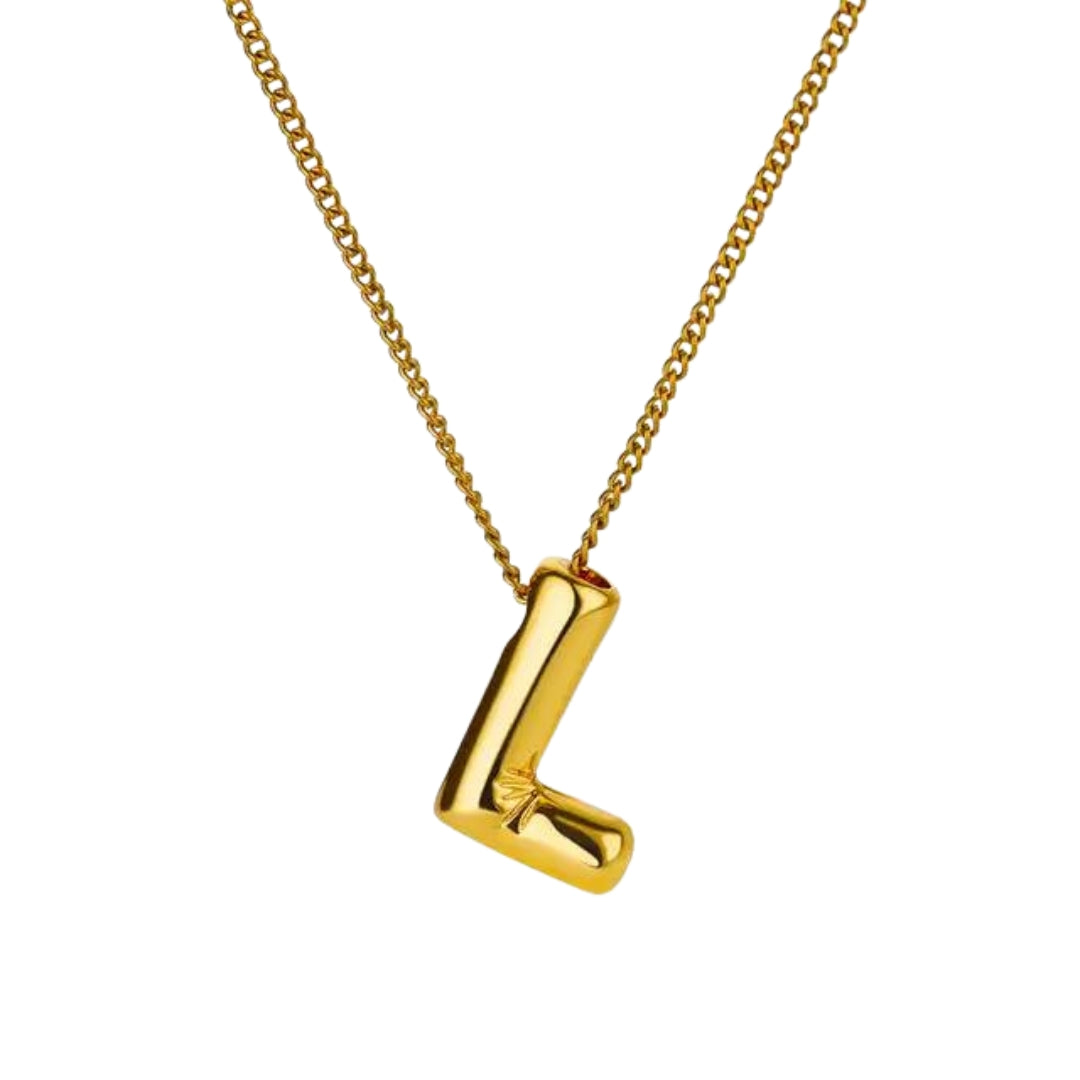 Balloon Style Initial Gold Necklace