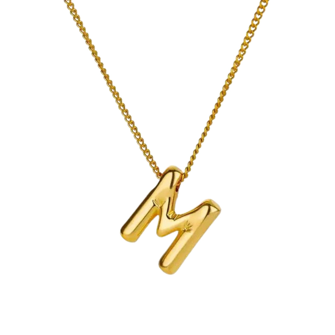 Balloon Style Initial Gold Necklace