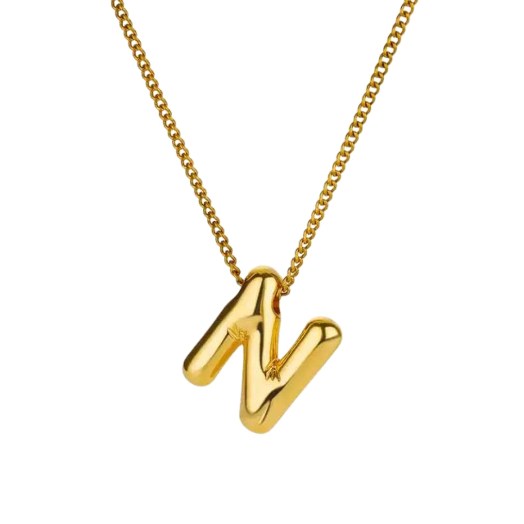 Balloon Style Initial Gold Necklace