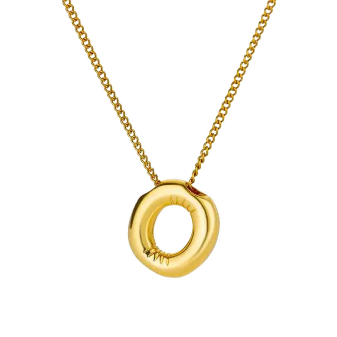 Balloon Style Initial Gold Necklace