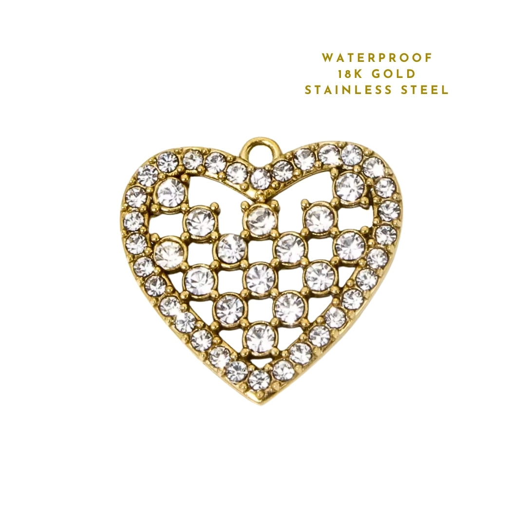 Diamante Heart Charm | Charm Bar