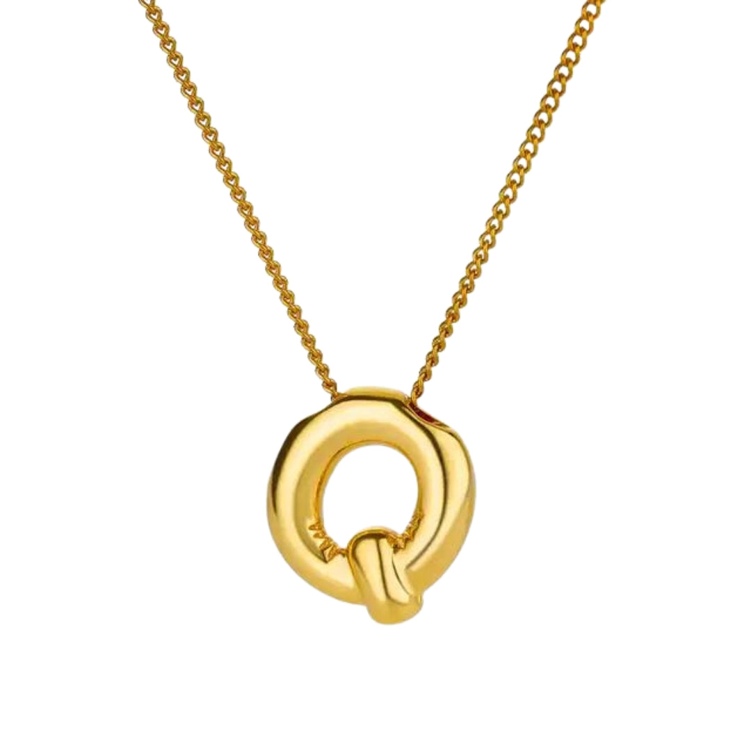 Balloon Style Initial Gold Necklace