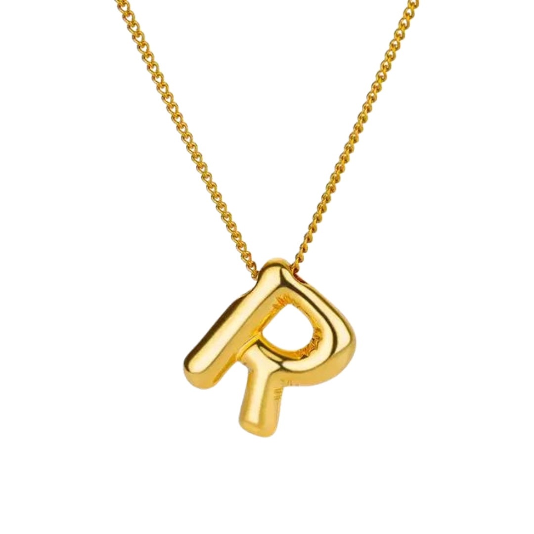 Balloon Style Initial Gold Necklace