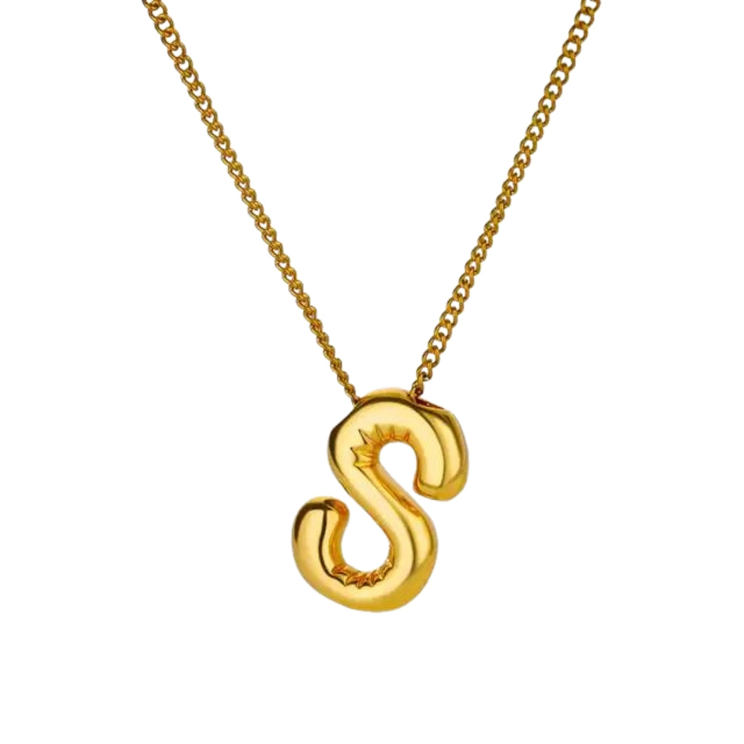 Balloon Style Initial Gold Necklace